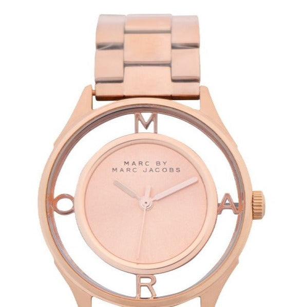 Marc Jacobs Tether Transparent Rose Gold Dial Rose Gold Steel Strap Watch for Women - MBM3414