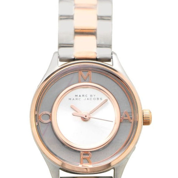 Marc Jacobs Tether Transparent White Dial Two Tone Steel Strap Watch for Women - MBM3418