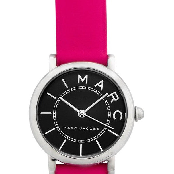 Marc Jacobs Roxy Black Dial Pink Leather Strap Watch for Women - MJ1540
