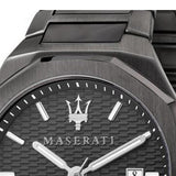 Maserati Stile Quartz Black Dial Black Steel Strap Watch For Men - R8853142001