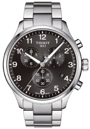 Tissot T Classic Chrono XL Black Dial Silver Steel Strap Watch For Men - T116.617.11.057.01