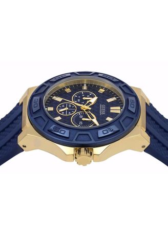Guess Force Blue & Rose Gold Dial Blue Silicone Strap Watch For Men - W0674G2