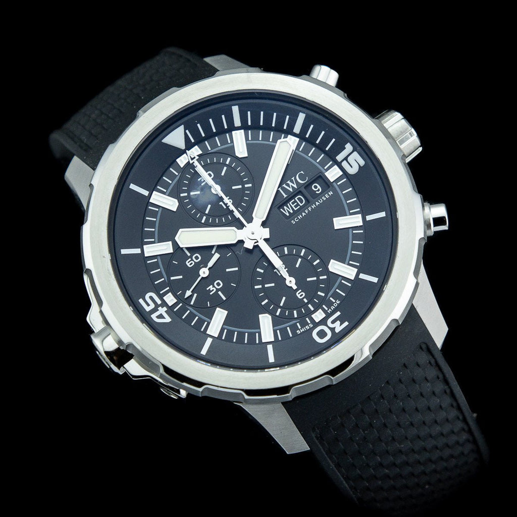 IWC Aquatimer Chronograph Black Dial Black Leather Strap Watch for Men - IW376803