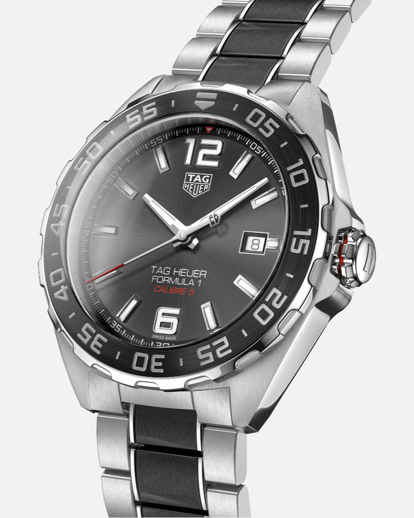 Tag Heuer Formula 1 Calibre 5 Anthracite Dial Two Tone Steel Strap Watch for Men - WAZ2011.BA0843