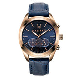 Maserati Traguardo Chronograph Blue Dial Blue Leather Strap Watch for Men - R8871612015