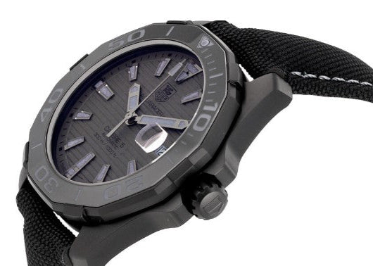 Tag Heuer Aquaracer 300 Swiss Limited Edition Black Dial Black Nylon Strap Watch for Men - WAY218B.FC6364