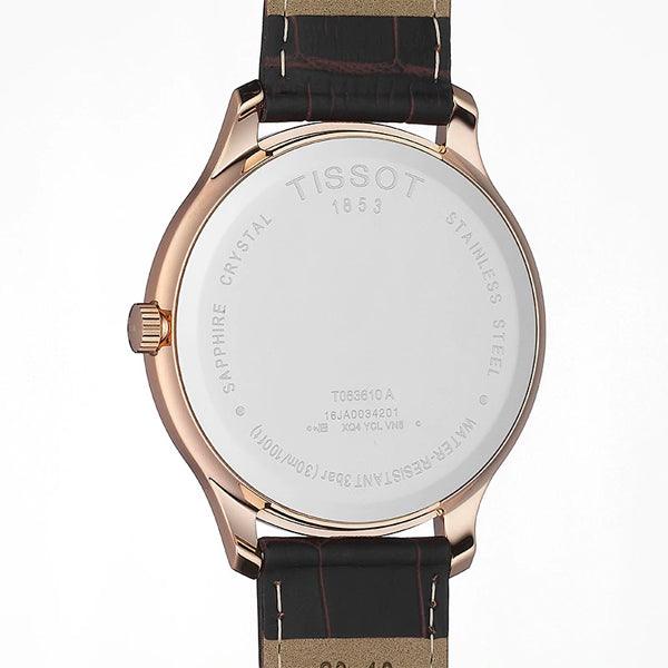 Tissot T Classic Tradition Silver Dial Brown Leather Strap Watch For Men - T063.610.36.038.00