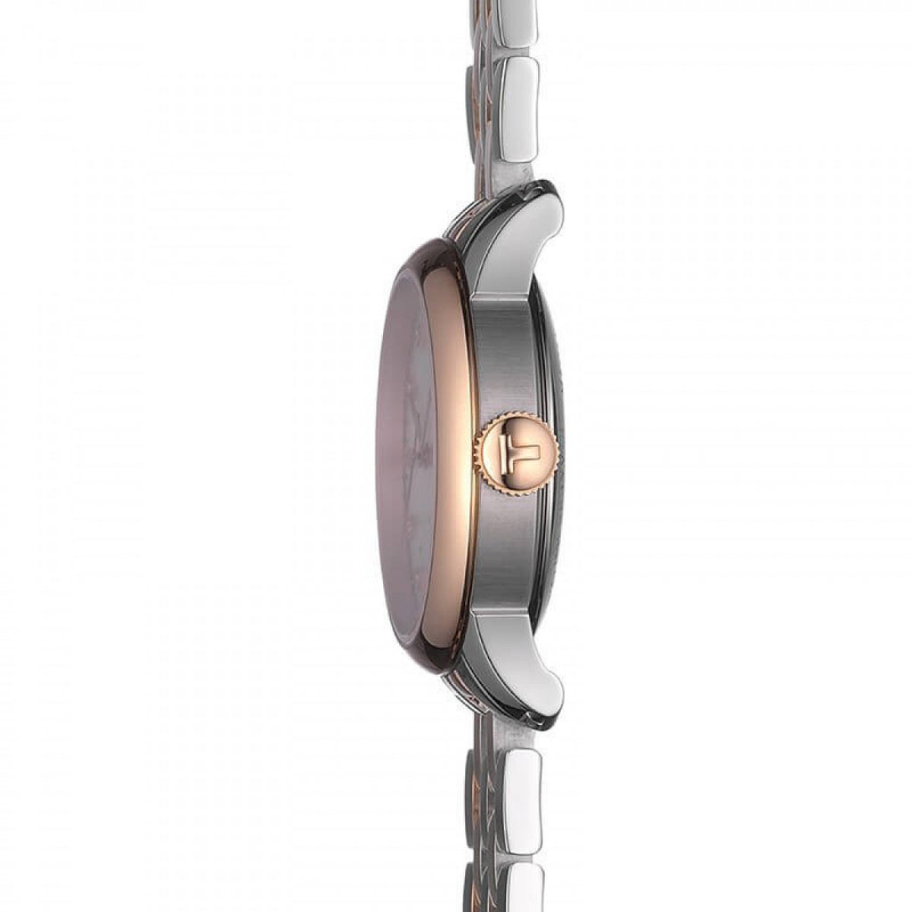 Tissot Le Locle Automatic Diamonds Mother of Pearl White Dial Two Tone Steel Strap Watch For Women - T006.207.22.116.00