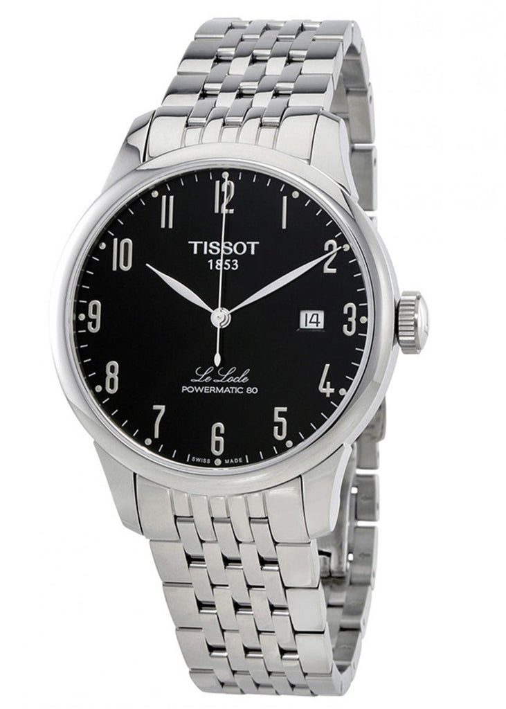 Tissot Le Locle Powermatic 80 Black Dial Silver Steel Strap Watch For Men - T006.407.11.052.00