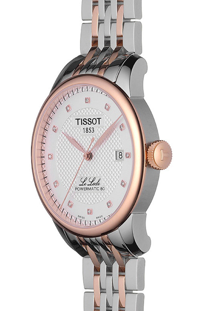 Tissot Le Locle Powermatic 80 Diamonds Silver Dial Two Tone Steel Strap Watch For Men - T006.407.22.036.01