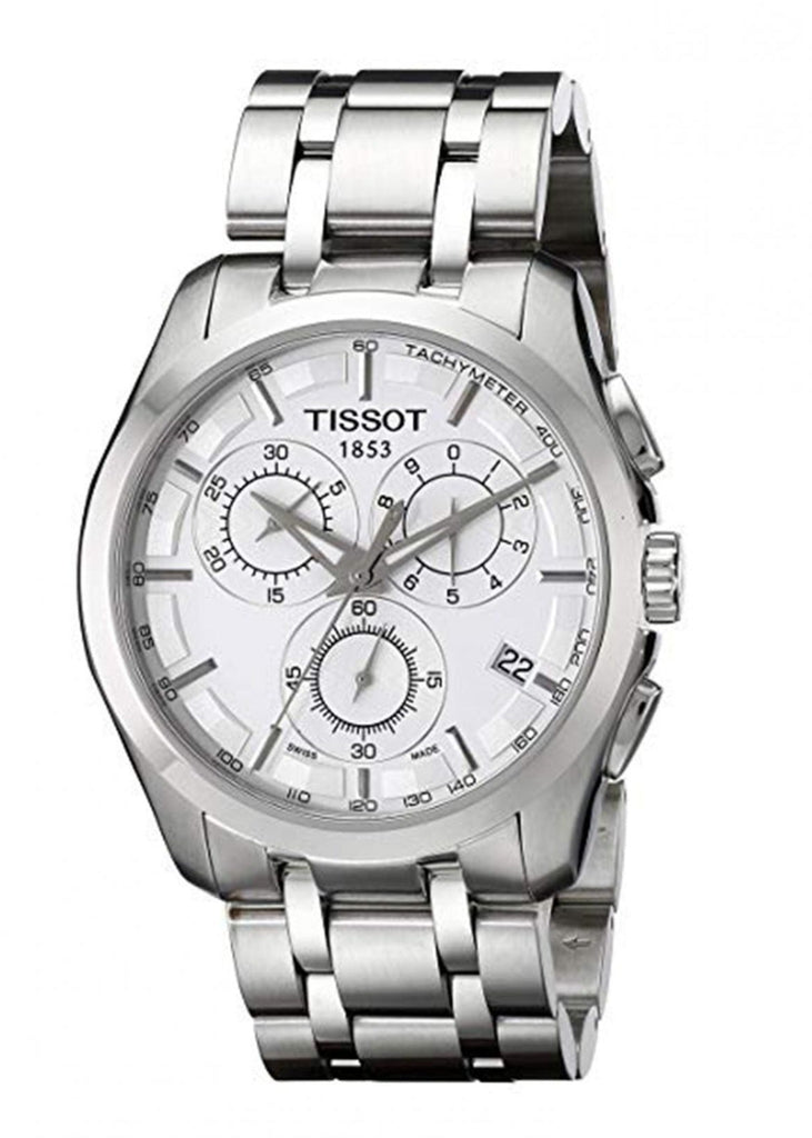 Tissot Couturier Chronograph White Dial Silver Steel Strap Watch For Men - T035.617.11.031.00