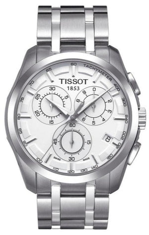Tissot T Classic Couturier Chronograph White Dial Silver Steel Strap Watch For Men - T101.617.11.031.00