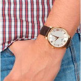 Tissot T Classic Tradition Silver Dial Brown Leather Strap Watch For Men - T063.610.36.038.00