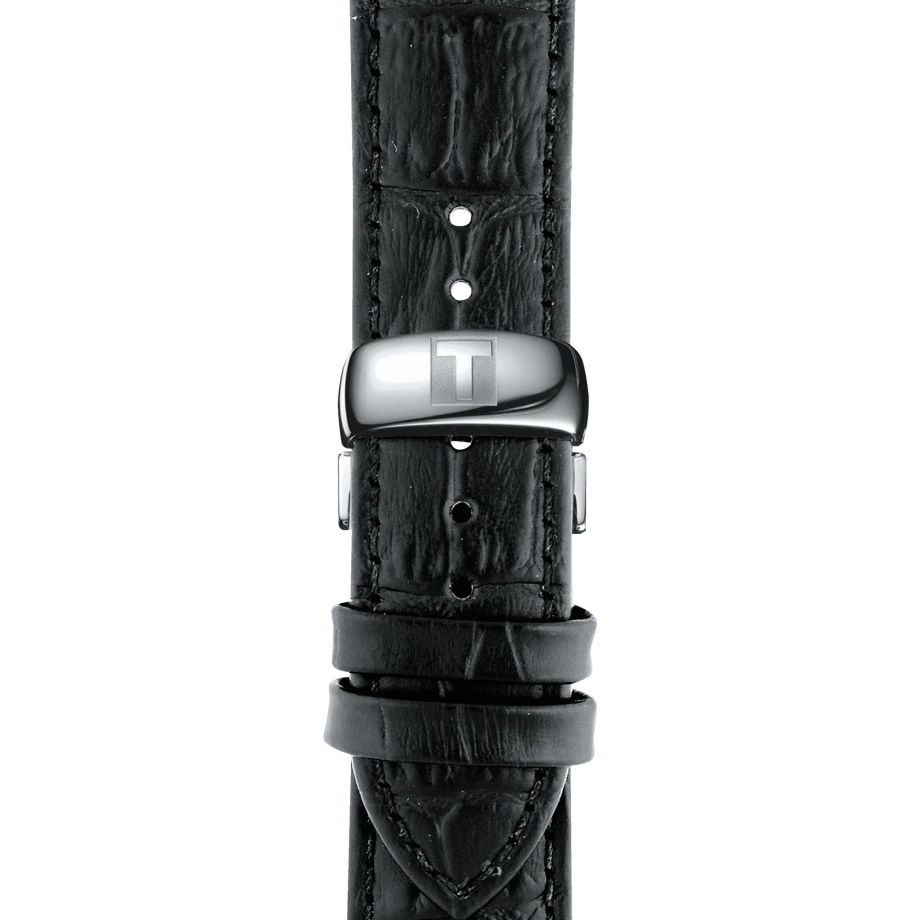 Tissot T Classic Tradition Quartz Black Dial Black Leather Strap Watch For Men - T063.610.16.058.00