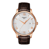 Tissot T Classic Tradition Silver Dial Brown Leather Strap Watch For Men - T063.610.36.038.00