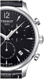 Tissot T Classic Tradition Chronograph Black Dial Black Leather Strap Watch For Men - T063.617.16.057.00