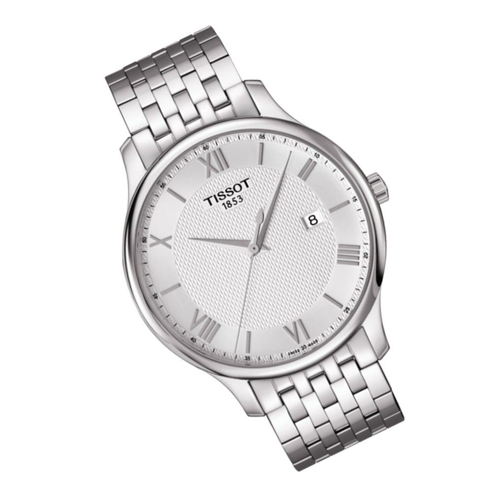 Tissot T Classic Tradition Silver Dial Silver Steel Strap Watch For Men - T063.610.11.038.00
