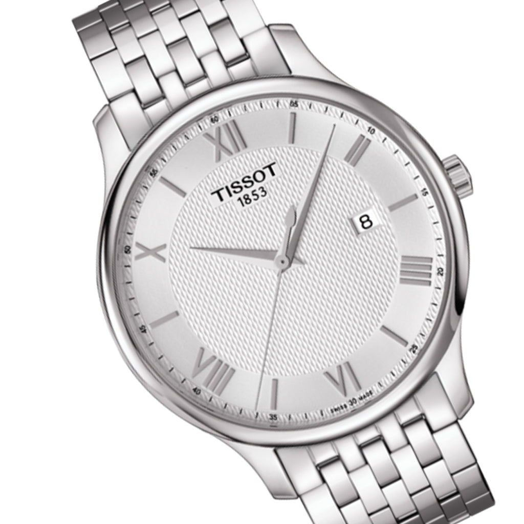 Tissot T Classic Tradition Silver Dial Silver Steel Strap Watch For Men - T063.610.11.038.00