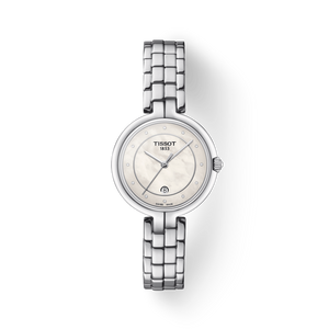 Tissot T Lady Flamingo Diamonds White Dial Silver Steel Strap Watch For Women - T094.210.11.116.01