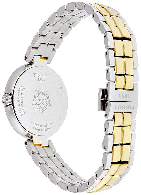 Tissot Flamingo Mother of Pearl White Dial Two Tone Steel Strap Watch For Women - T094.210.22.111.01