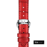 Tissot Chemin Des Tourelles Powermatic 80 Mother of Pearl White Dial Red Leather Strap Watch For Women - T099.207.16.118.00