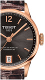 Tissot Chemin Des Tourelles Powermatic 80 Lady Brown Dial Brown Leather Strap Watch For Women - T099.207.36.447.00
