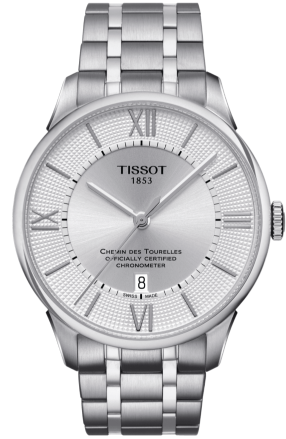 Tissot T Classic Chemin Des Tourelles Silver Dial Silver Steel Strap Watch For Men - T099.408.11.038.00