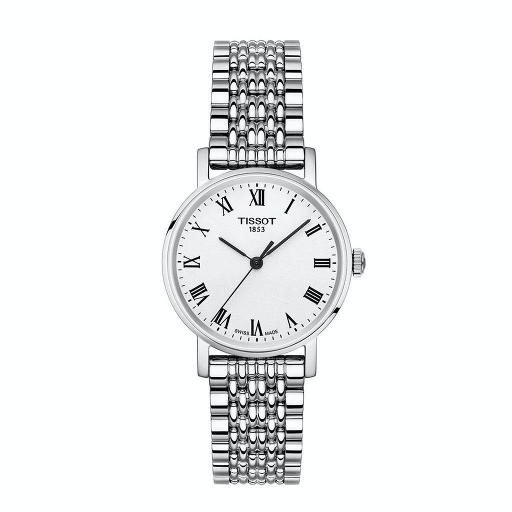 Tissot T Classic Everytime Small White Dial Silver Mesh Bracelet Watch For Women - T109.210.11.033.00