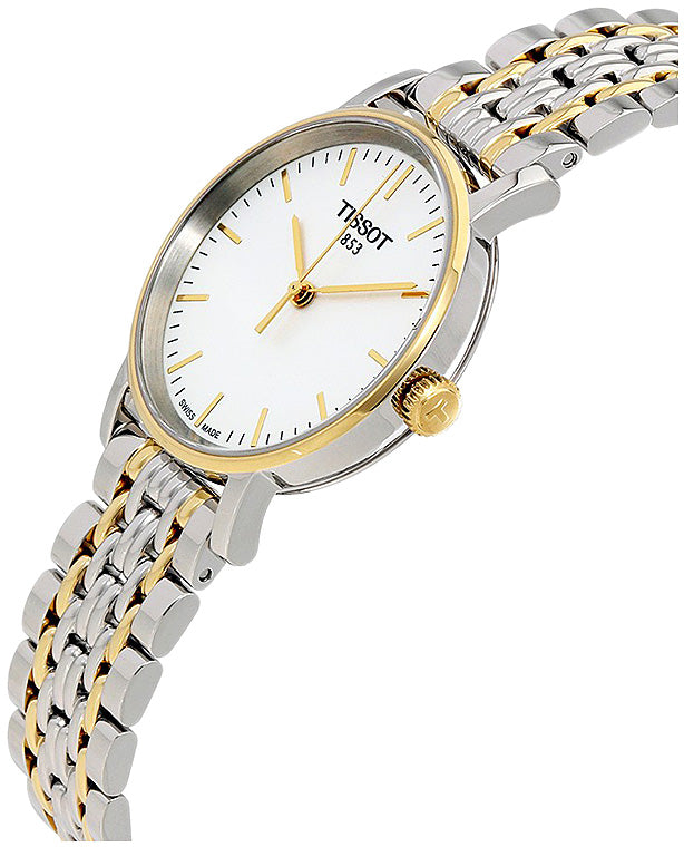 Tissot T Classic Everytime Small White Dial Two Tone Mesh Bracelet Watch For Women - T109.210.22.031.00