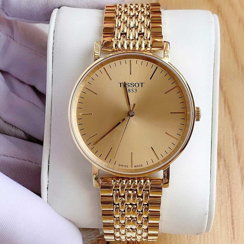 Tissot T Classic Everytime Desire Small Gold Dial Gold Mesh Bracelet Watch For Women - T109.210.33.021.00