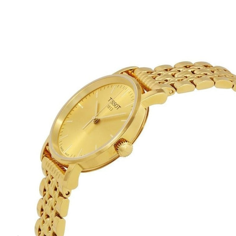 Tissot T Classic Everytime Desire Small Gold Dial Gold Mesh Bracelet Watch For Women - T109.210.33.021.00