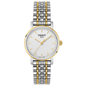Tissot T Classic Everytime Small White Dial Two Tone Mesh Bracelet Watch For Women - T109.210.22.031.00