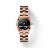 Tissot T Wave Black Dial Rose Gold Steel Strap Watch For Women - T112.210.33.051.00