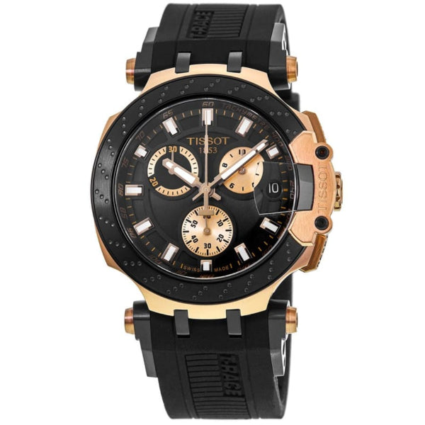 Tissot T Race Chronograph Black Dial Black Silicone Strap Watch For Men - T115.417.37.051.00