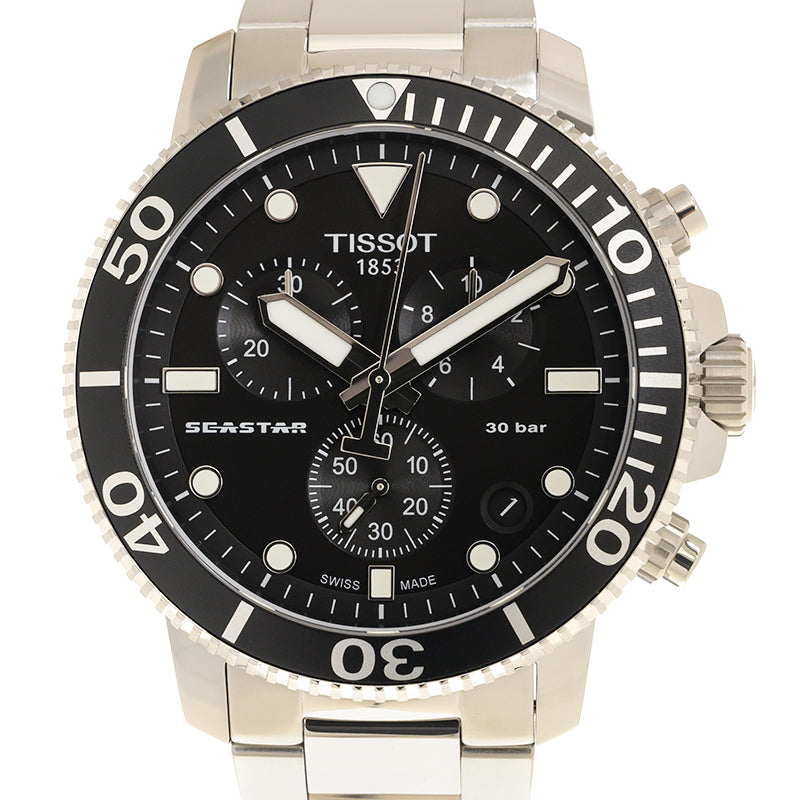 Tissot Seastar 1000 Chronograph Black Dial Silver Steel Strap Watch For Men - T120.417.11.051.00