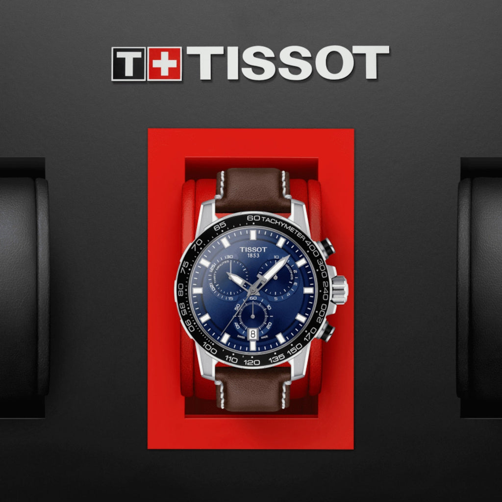 Tissot Supersport Chrono Blue Dial Brown Leather Strap Watch For Men - T125.617.16.041.00
