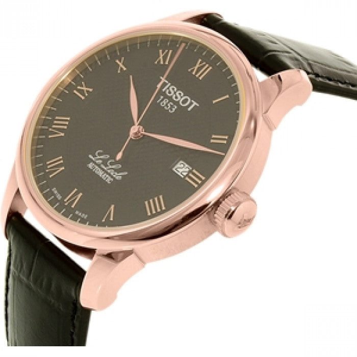 Tissot T Classic Le Locle Automatic Black Dial Black Leather Strap Watch For Men - T41.5.423.53