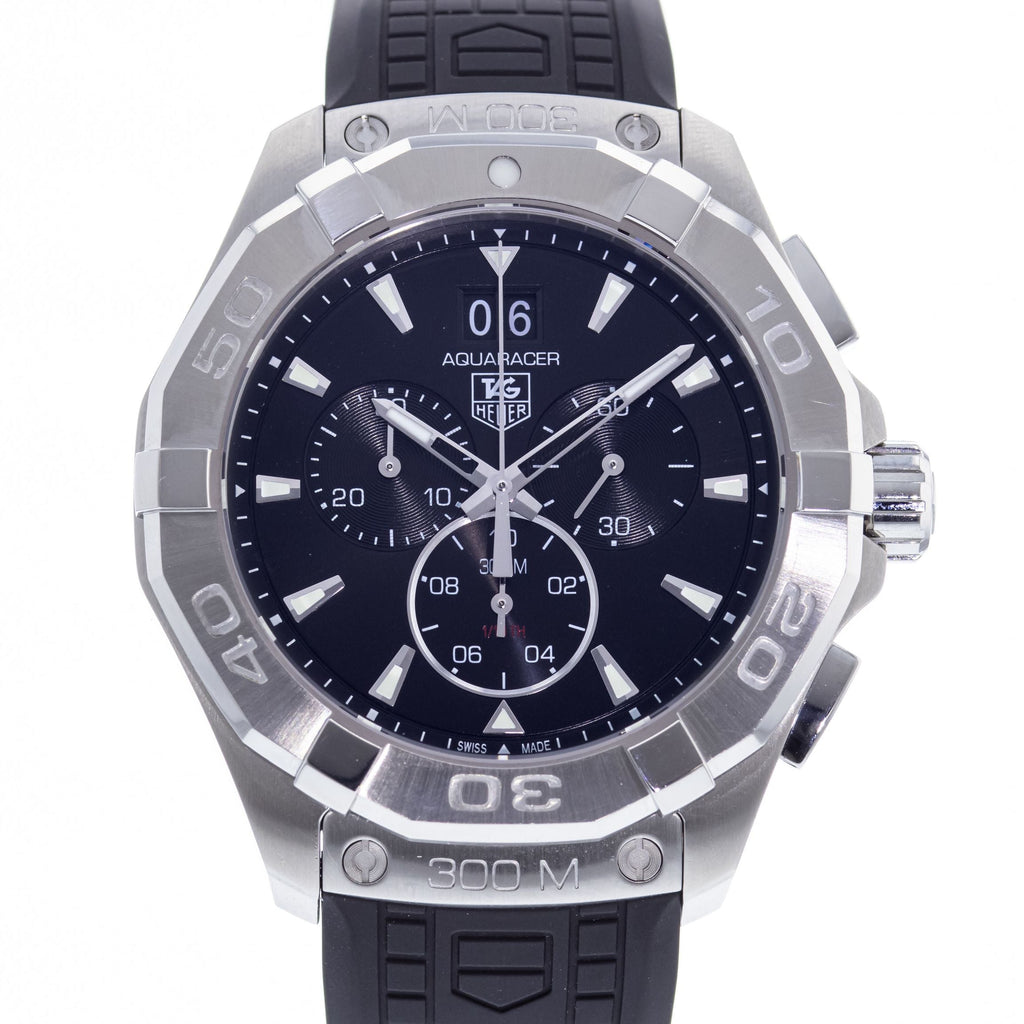 Tag Heuer Aquaracer Chronograph Black Dial Black Rubber Strap Watch for Men - CAY1110.FT6041