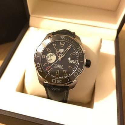 Tag Heuer Aquaracer Calibre 5 Moon Black Dial Black Nylon Strap Watch for Men - WAY201J.FC6370