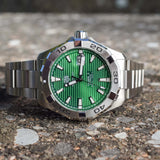Tag Heuer Aquaracer Calibre 5 Automatic Green Dial Silver Steel Strap Watch for Men - WAY2015.BA0927