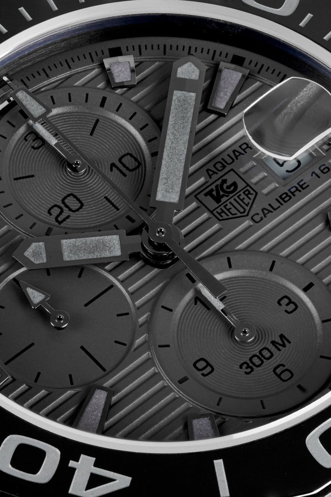 Tag Heuer Aquaracer Automatic Chronograph Special Edition Titanium Grey Dial Black Leather Strap Watch for Men - CAY218B.FC6370