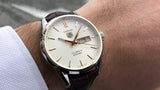 Tag Heuer Carrera Calibre 5 Automatic White Dial Brown Leather Strap Watch for Men - WAR201D.FC6291