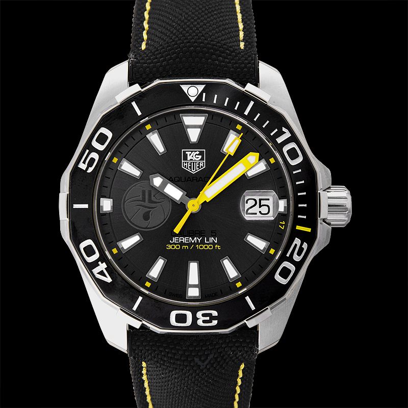 Tag Heuer Aquaracer Jeremy Lin Special Edition Grey Dial Black Nylon Strap Watch for Men - WAY211F.FC6362