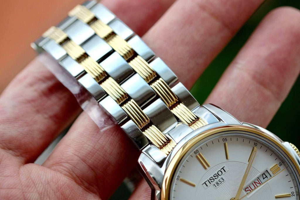 Tissot T Classic Automatics III White Dial Two Tone Steel Strap Watch For Men - T065.430.22.031.00