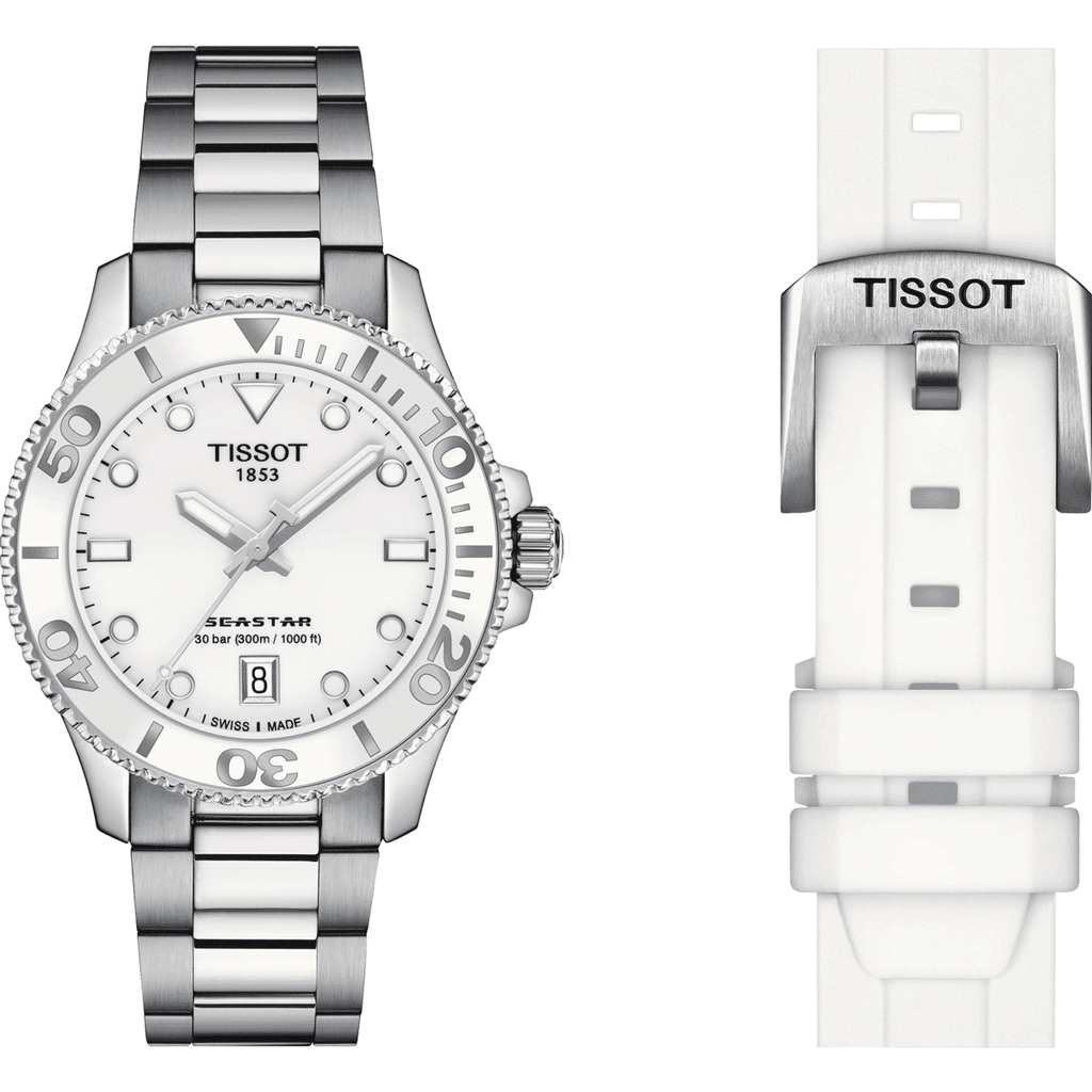 Tissot Seastar 1000 Lady White Dial Silver Steel Strap Unisex Watch - T120.210.11.011.00