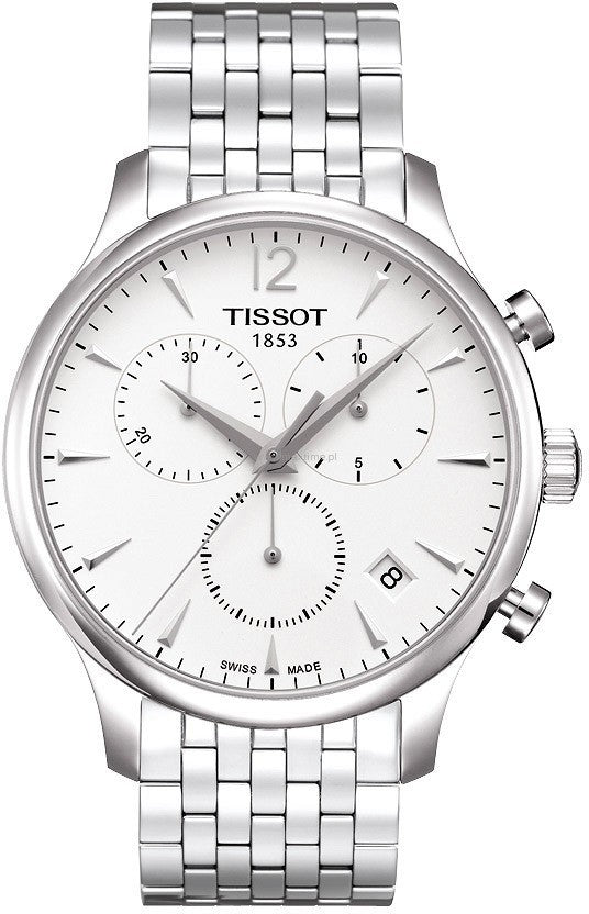 Tissot T Classic Tradition Chronograph White Dial Silver Steel Strap Watch For Men - T063.617.11.037.00