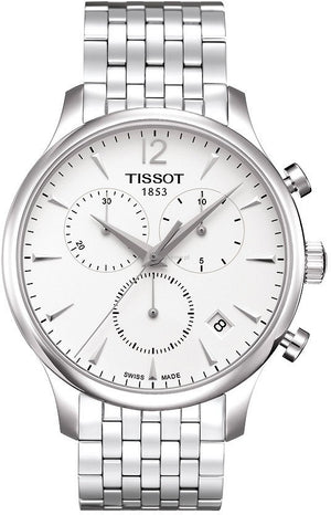 Tissot T Classic Tradition Chronograph White Dial Silver Steel Strap Watch For Men - T063.617.11.037.00
