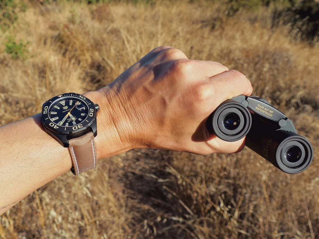 Tag Heuer Aquaracer 300 Calibre 5 Automatic Black Dial Brown Nylon Strap Watch for Men - WAY208C.FC6383