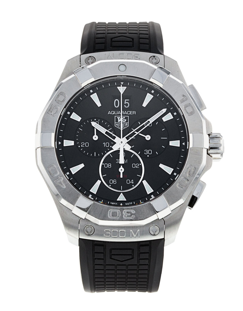 Tag Heuer Aquaracer Chronograph Black Dial Black Rubber Strap Watch for Men - CAY1110.FT6041