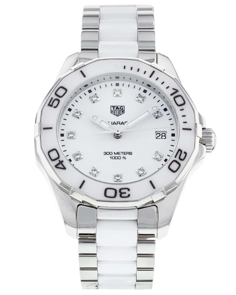 Tag Heuer Aquaracer Diamonds White Dial Two Tone Steel Strap Watch for Women - WAY131D.BA0914